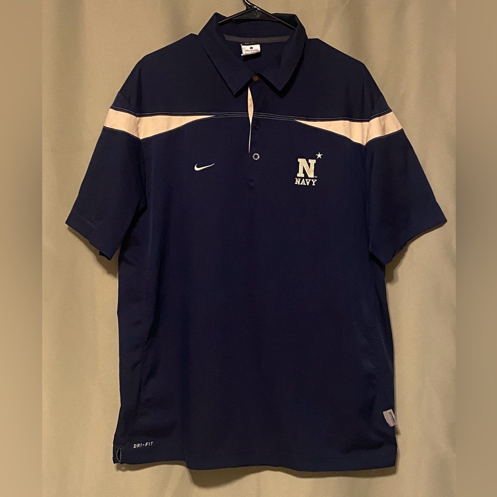Navy Midshipmen  NCAA Authentic Nike Dry Fit Short Sleeve  Polo Shirt L